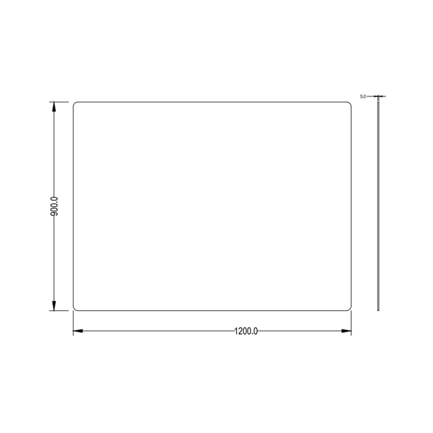 Lukka Plain Mirror technical dimensions diagram for Rectta 1200x900mm frameless mirror by Tilemall