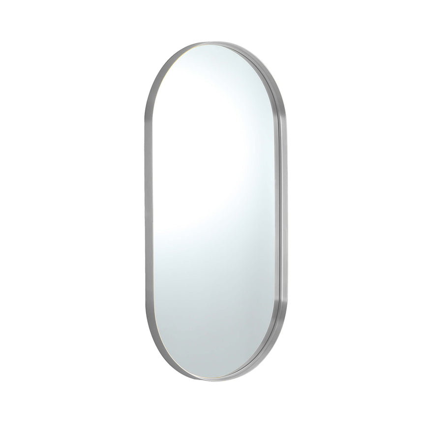 Ellips Lukka framed mirror 450x900mm by Tilemall with brushed nickel oval frame, wall-mounted