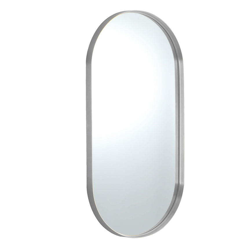 Ellips Lukka framed mirror 600x1500mm by Tilemall with brushed nickel oval frame