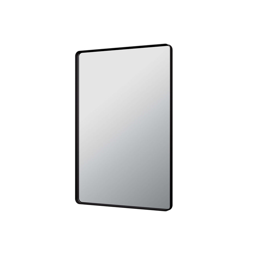 Rectta 600x900mm matte black Lukka framed mirror by Tilemall with rounded corners