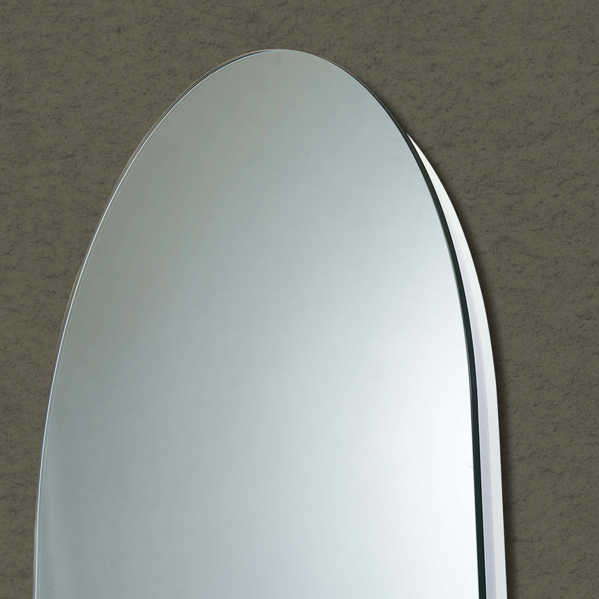 Lukka Back Lit LED Mirror arco arch LED mirror by Tilemall installed in bathroom interior, frameless 600x900mm