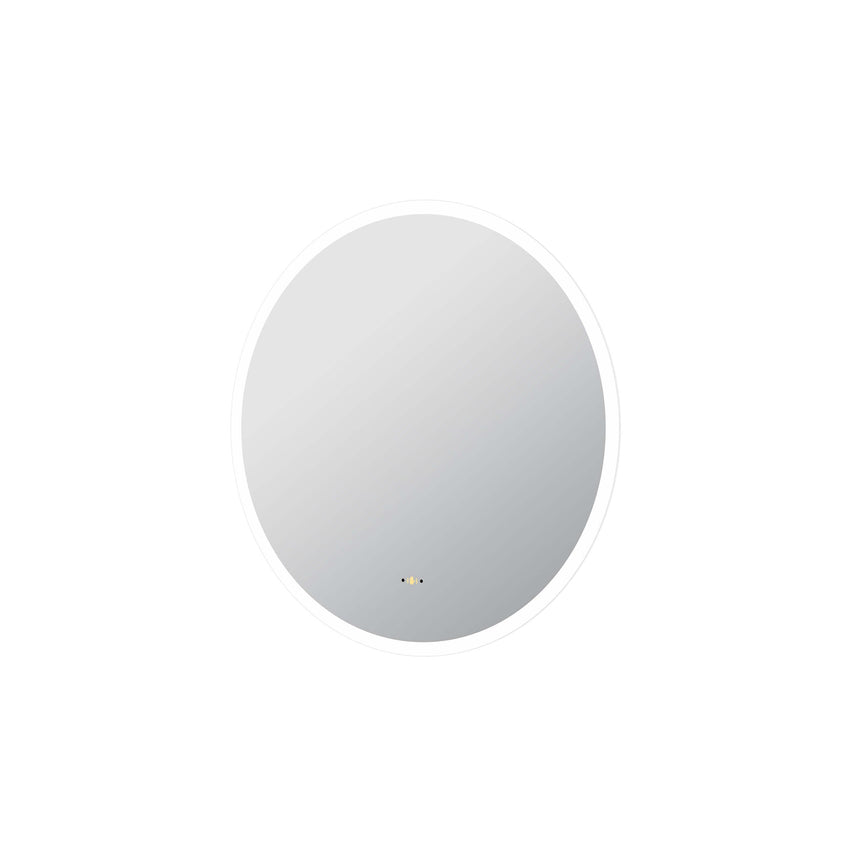 Lukka orbis 600mm round LED back-lit frameless mirror by Tilemall with acrylic pencil edge and touch control