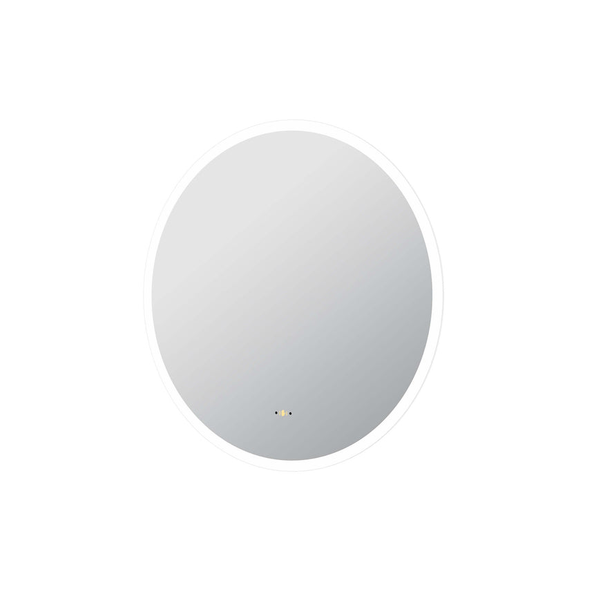 Lukka orbis 700mm round LED back-lit frameless mirror by Tilemall with acrylic pencil edge and touch controls