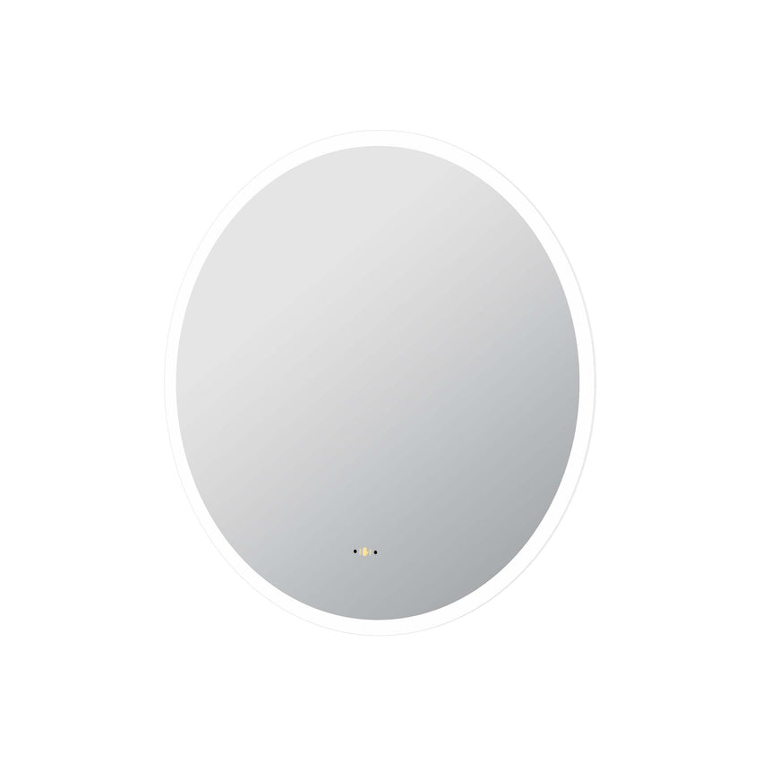 Lukka orbis 800mm round LED back-lit frameless mirror by Tilemall with acrylic pencil edge and touch controls