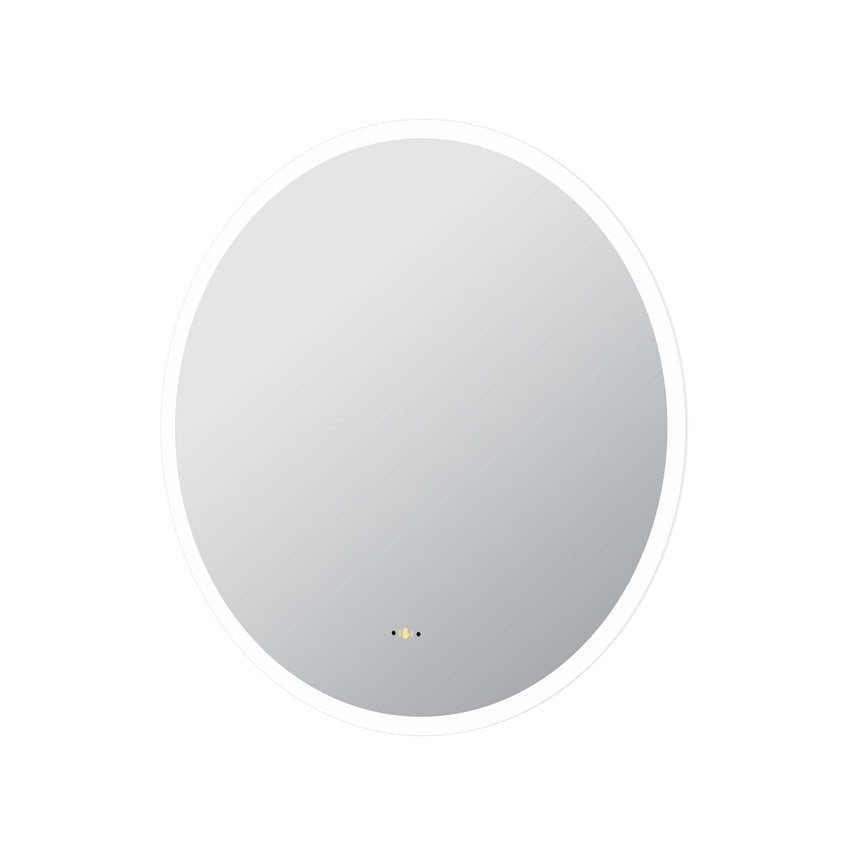 Lukka orbis 900mm oval LED back-lit frameless mirror by Tilemall with acrylic pencil edge and touch controls