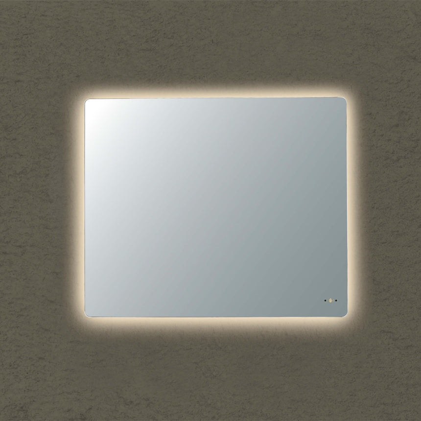 Lukka recta 750x600mm LED back-lit frameless mirror by Tilemall, horizontal mount, warm white LED