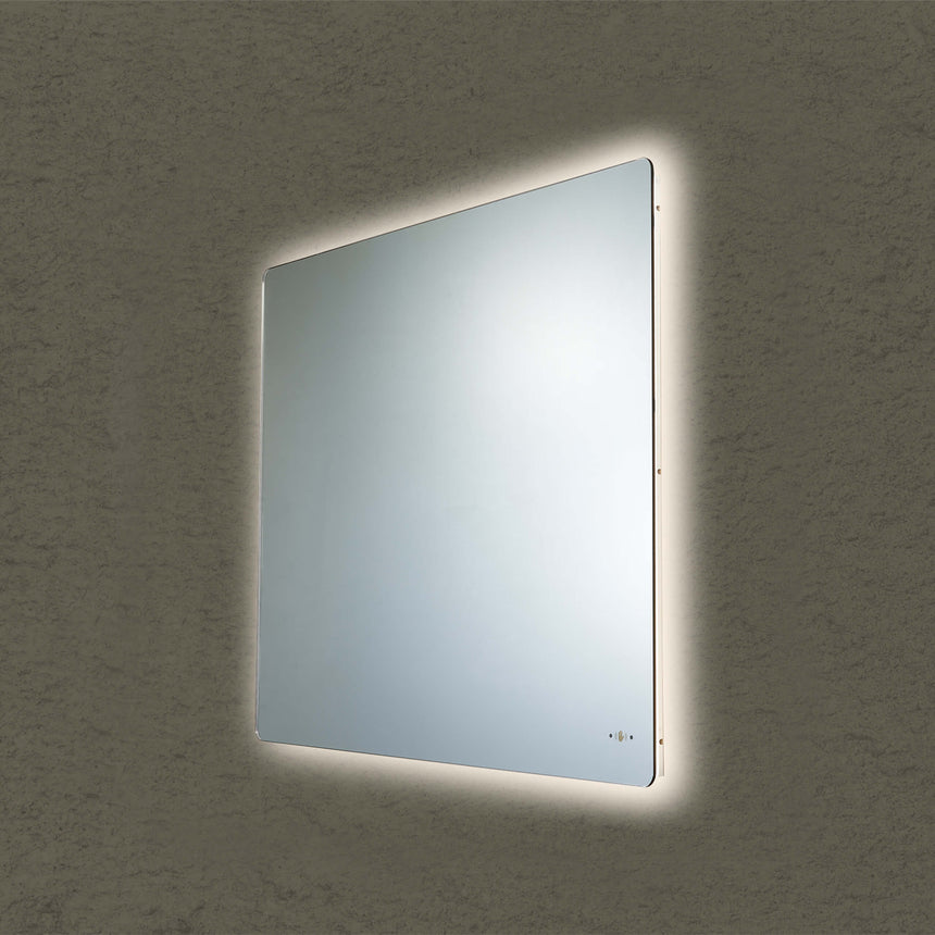 Lukka recta 900x750mm LED back-lit frameless mirror by Tilemall, pencil edge, vertical mount