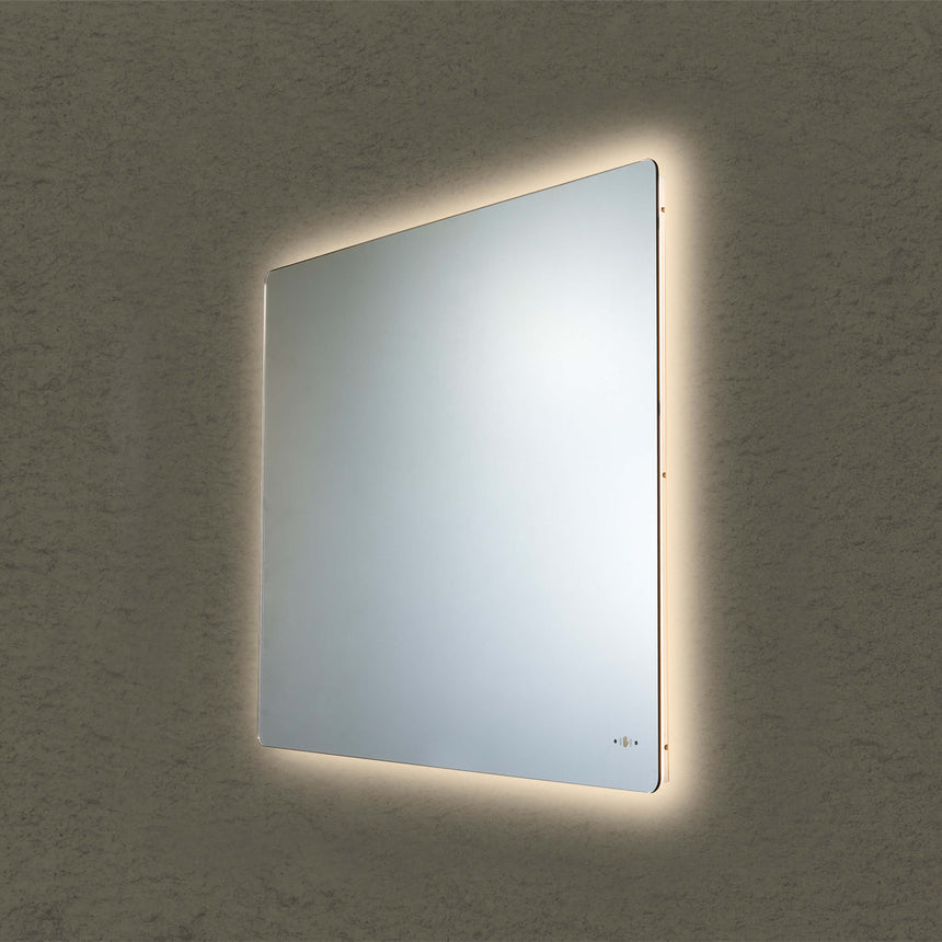 Lukka recta 900x750mm LED back-lit frameless mirror by Tilemall, pencil edge, vertical mount (view 3)