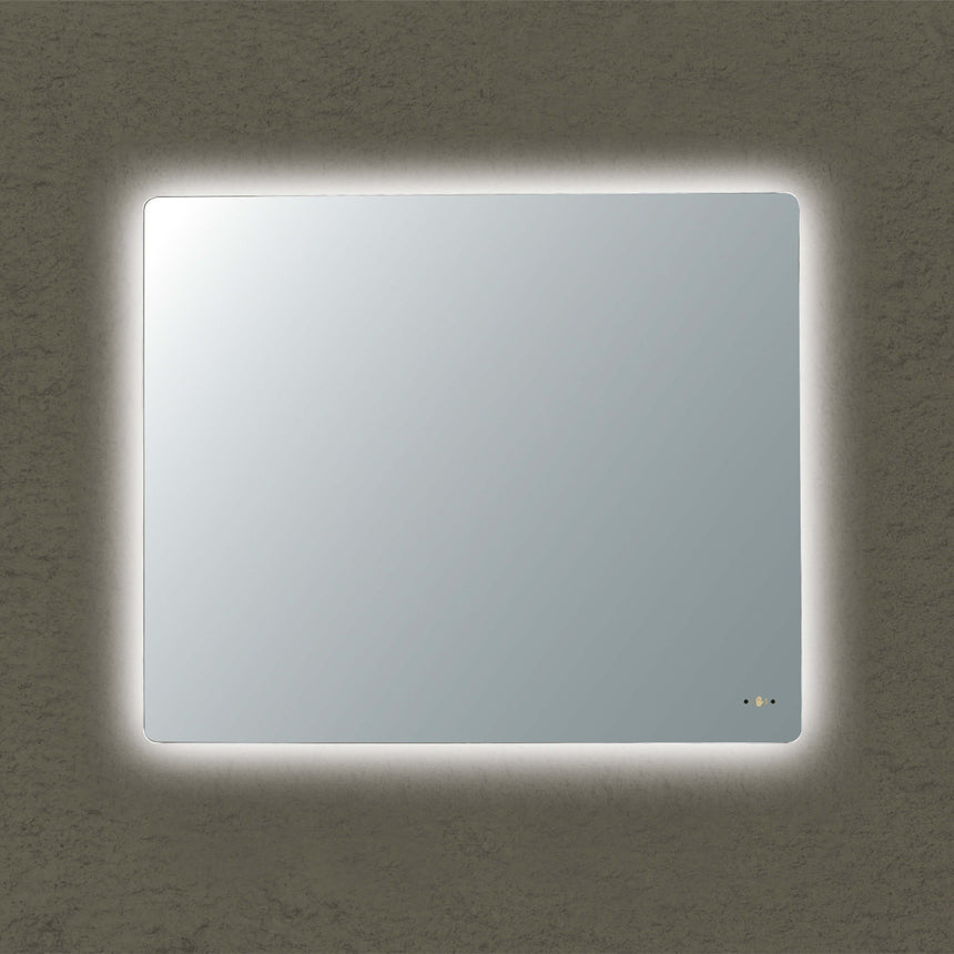 Lukka recta 900x750mm LED back-lit frameless mirror by Tilemall, pencil edge, horizontal mount (view 2)