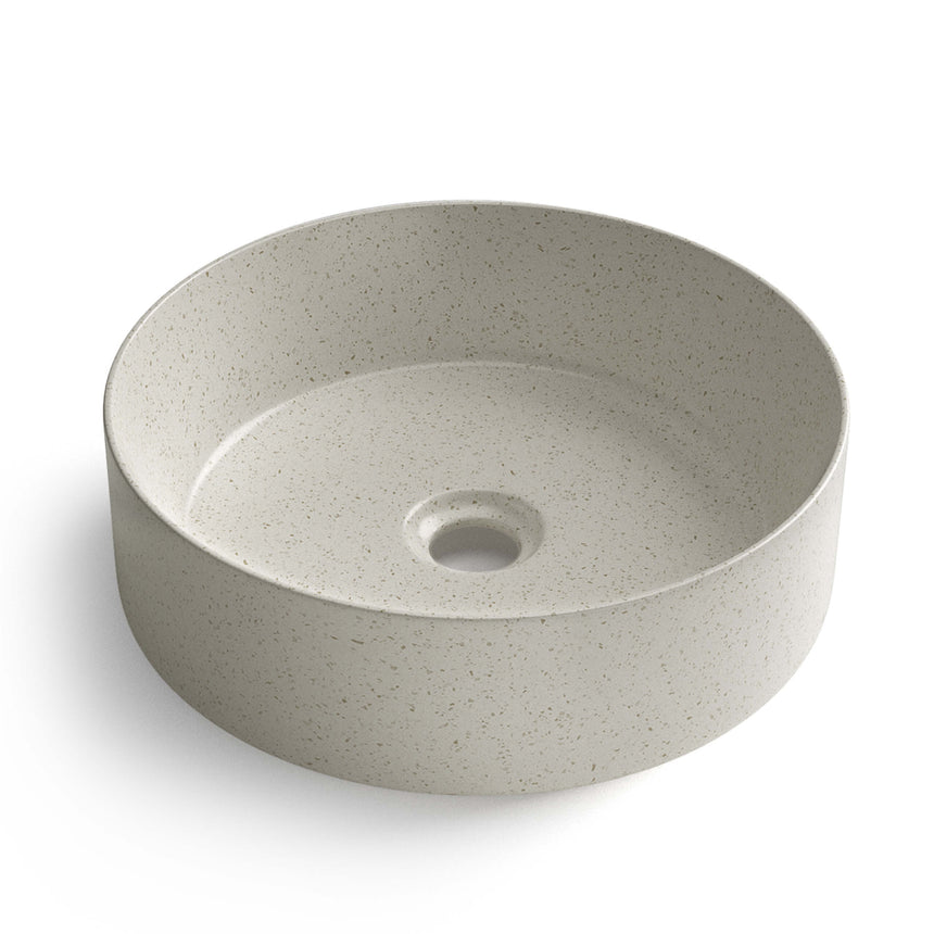 Round above-counter stone basin by Tilemall, Otti Artis 355mm carbon grey speckled finish