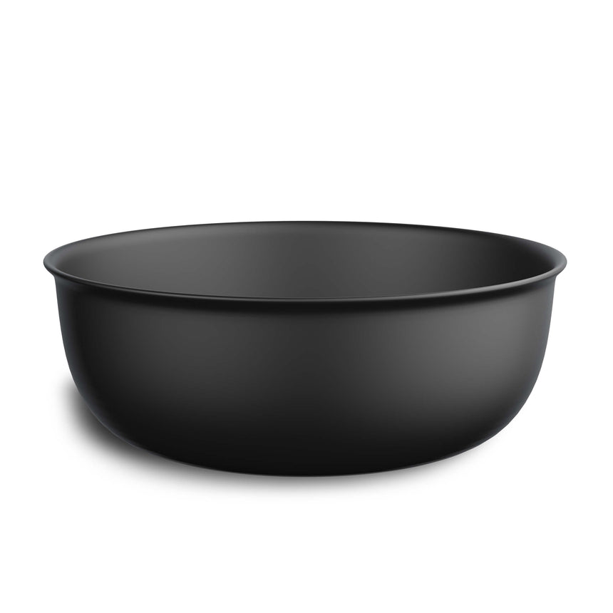 Otti Bronte 365x365mm round above-counter basin, matte black ceramic, side view showing depth by Tilemall