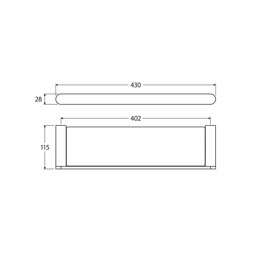 Empire Slim Shower Shelf Glass SS304 Matte Black Bathroom Accessories Fienza