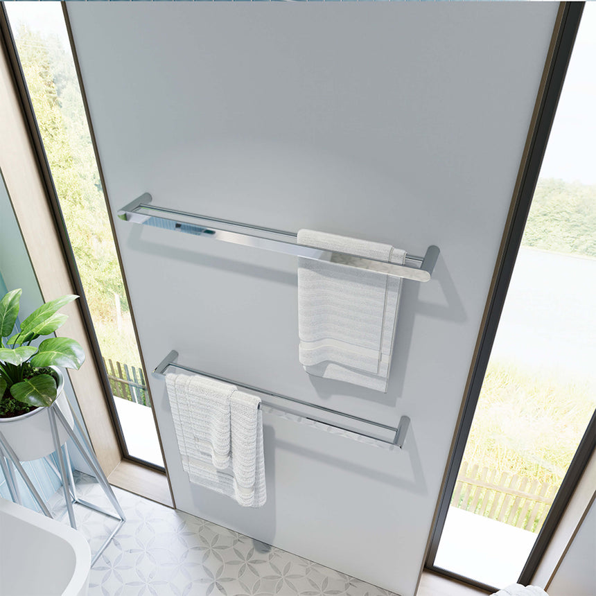 Empire Slim Double Towel Rail 800mm SS304 Chrome Bathroom Accessories Fienza