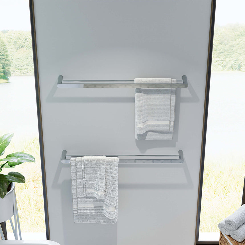 Empire Slim Double Towel Rail 800mm SS304 Chrome Bathroom Accessories Fienza