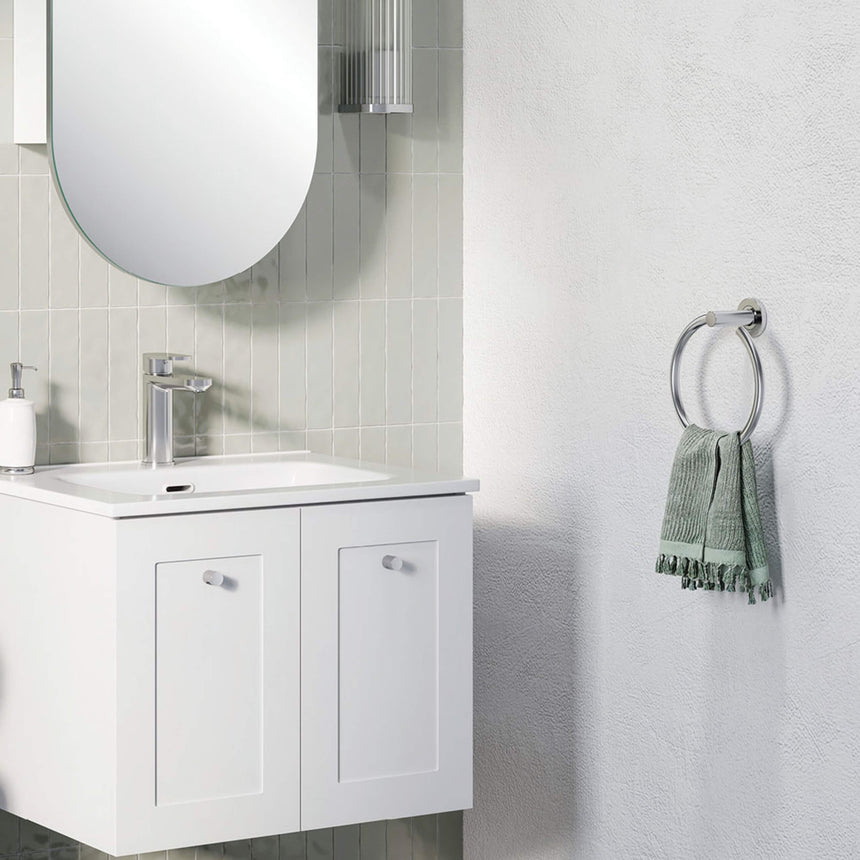 Kaya Towel Ring Chrome Bathroom Accessories Fienza