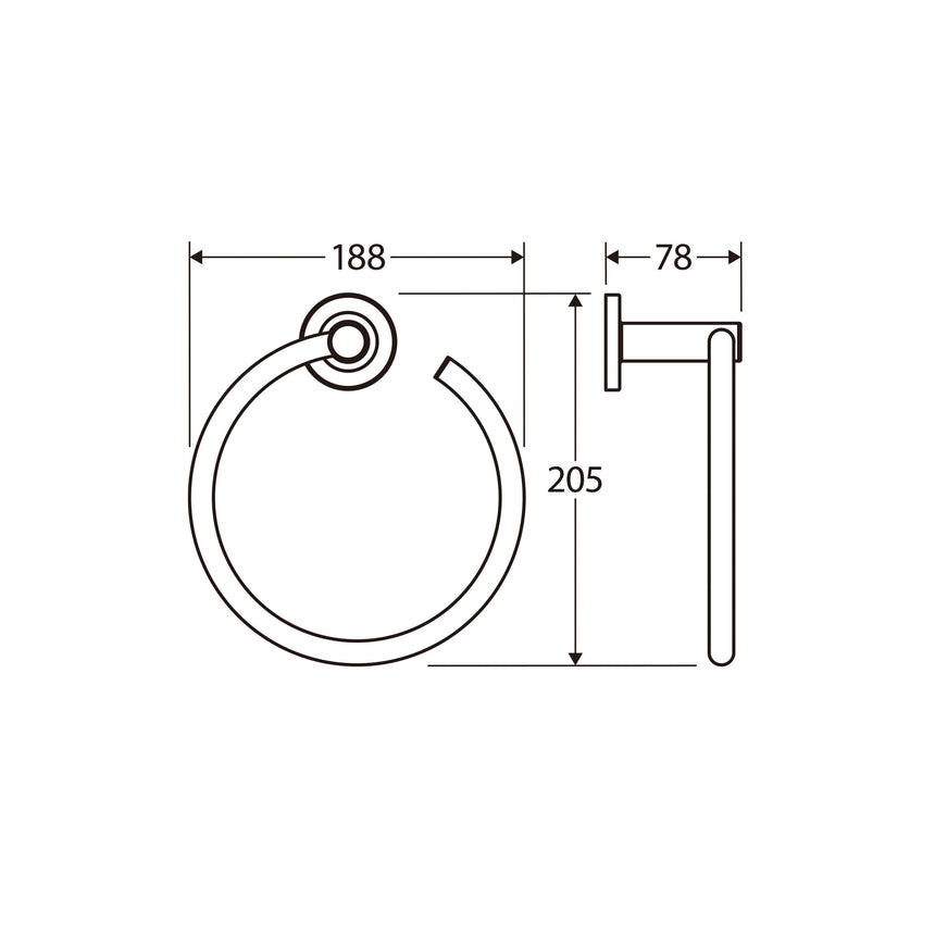 Kaya Towel Ring Matte Black Bathroom Accessories Fienza