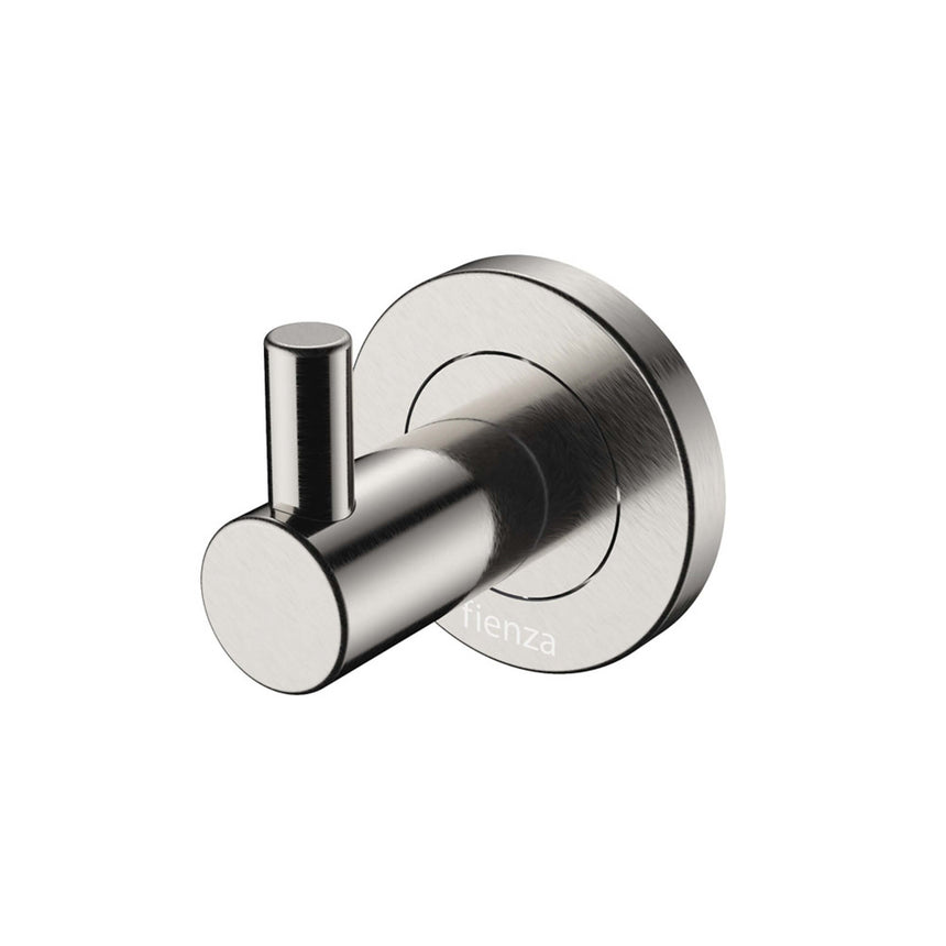 Kaya Single Robe Hook Brushed Nickel Bathroom Accessories Fienza Default Title
