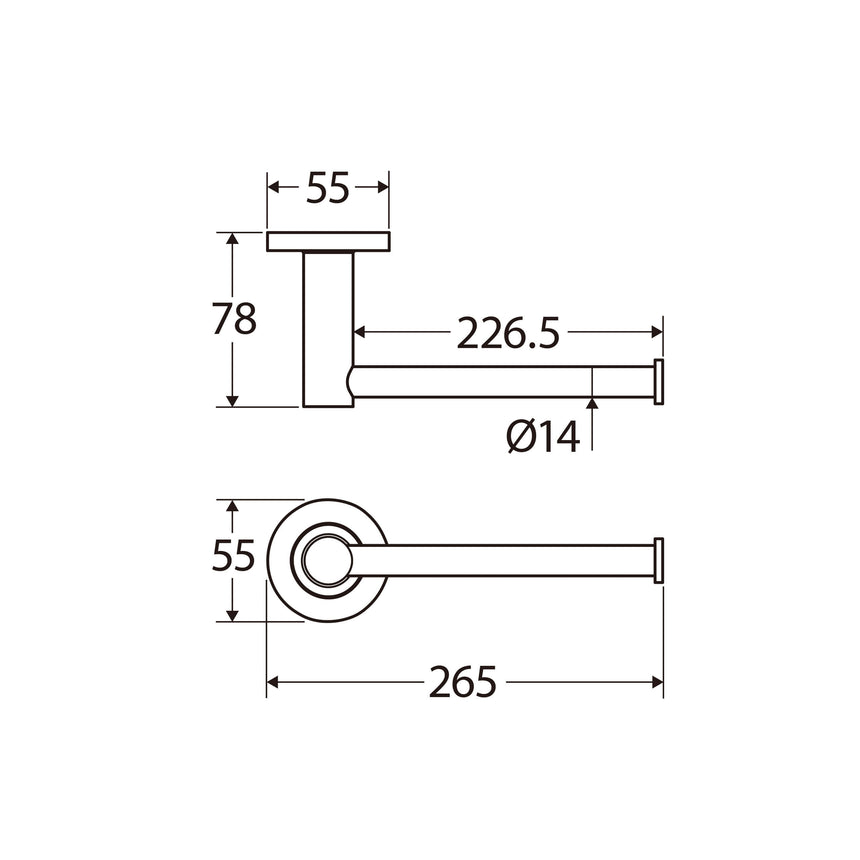 Kaya Dual Purpose Towel Rail /Roll Holder Brushed Copper Bathroom Accessories Fienza