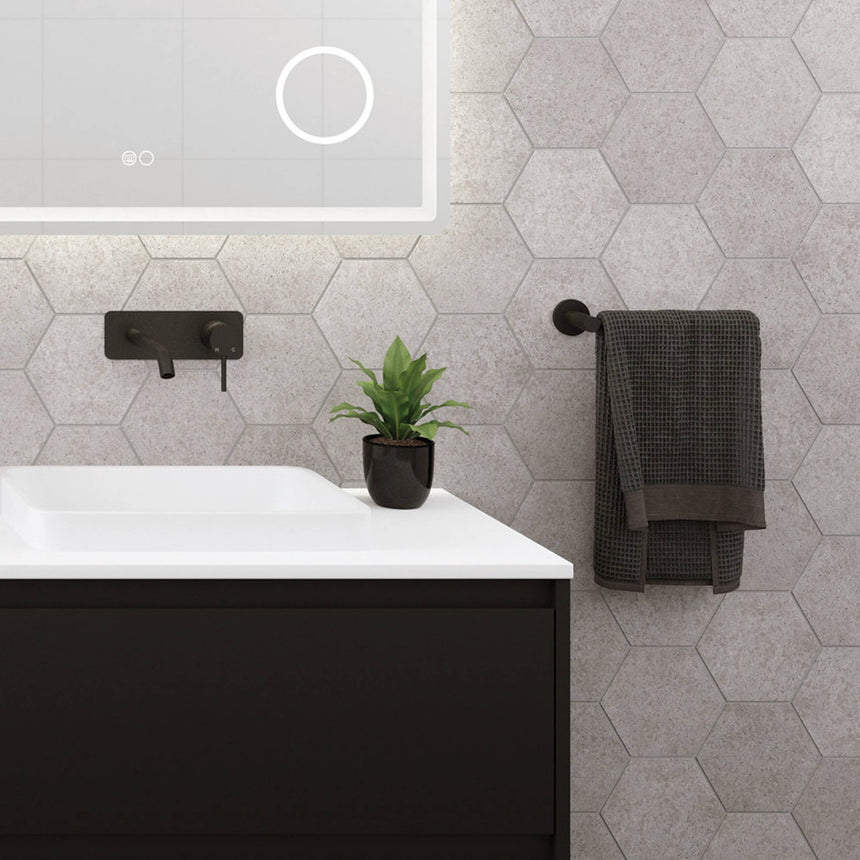 Kaya Dual Purpose Towel Rail /Roll Holder Matte Black Bathroom Accessories Fienza