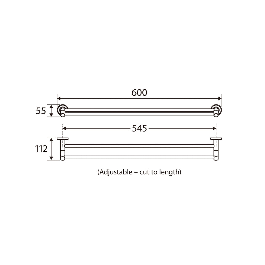 Kaya Double Towel Rail 600mm Chrome Bathroom Accessories Fienza