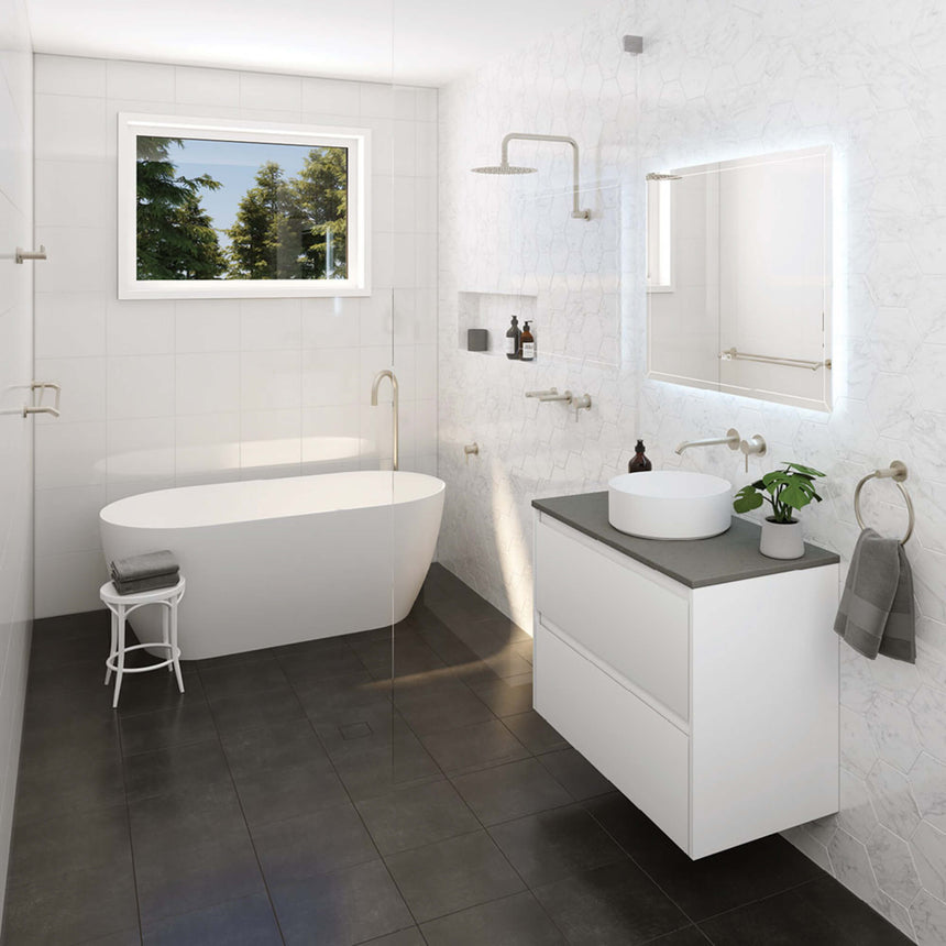 Kaya Double Towel Rail 900mm Brushed Nickel Bathroom Accessories Fienza