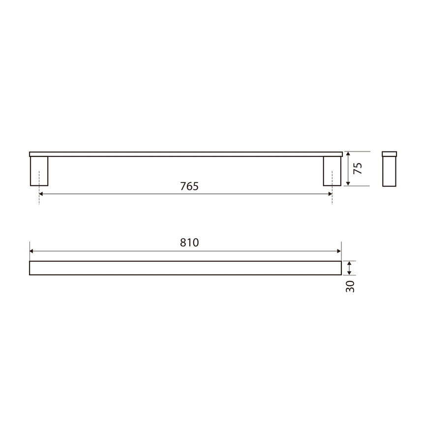 Koko Single Towel Rail 810mm Matte Black Bathroom Accessories Fienza