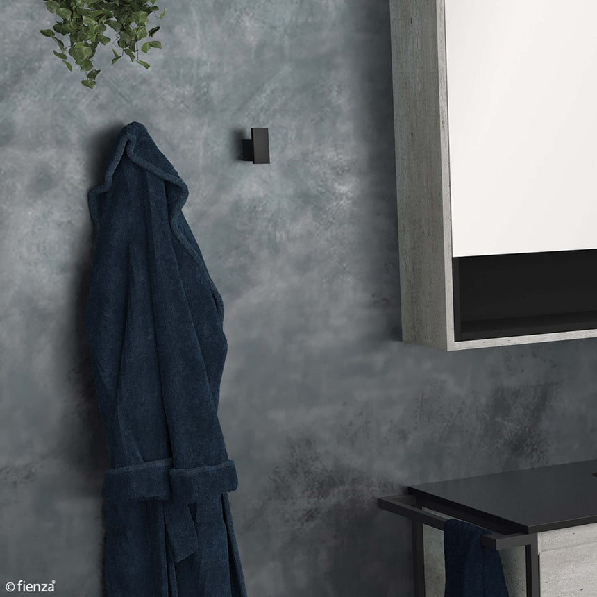 Koko Single Robe Hook Matte Black Bathroom Accessories Fienza