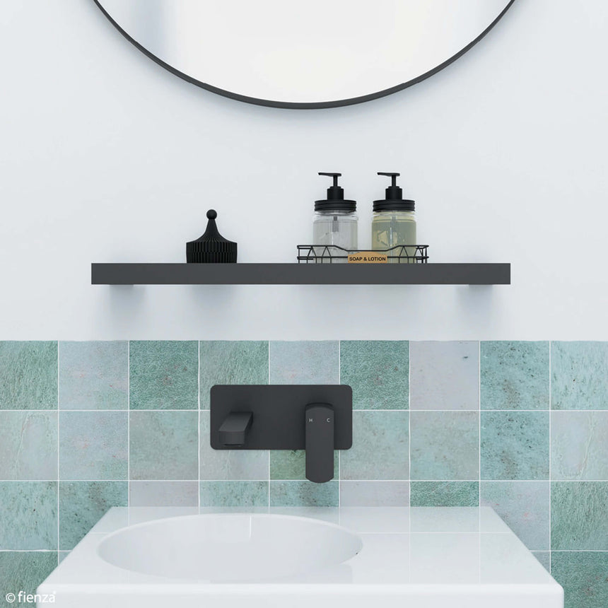 Koko Glass Shelf Matte Black Bathroom Accessories Fienza