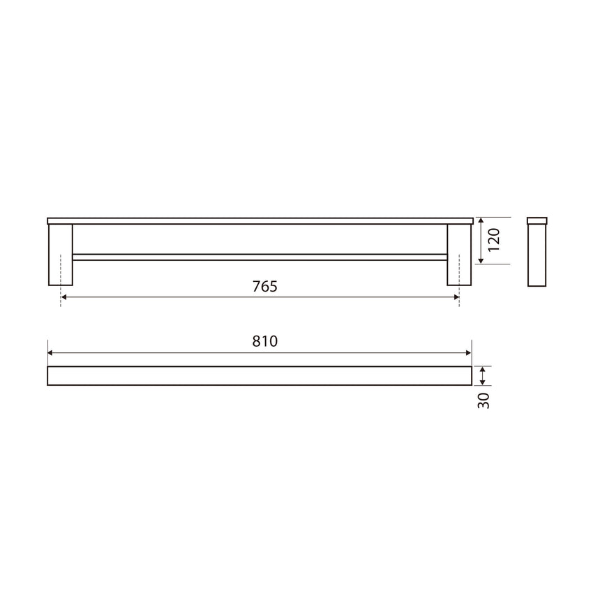 Koko Double Towel Rail 810mm Matte Black Bathroom Accessories Fienza
