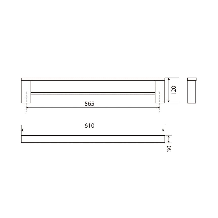 Koko Double Towel Rail 610mm Chrome Bathroom Accessories Fienza