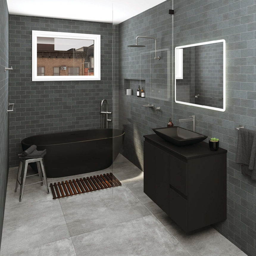 Sansa Single Towel Rail 900mm Matte Black Bathroom Accessories Fienza