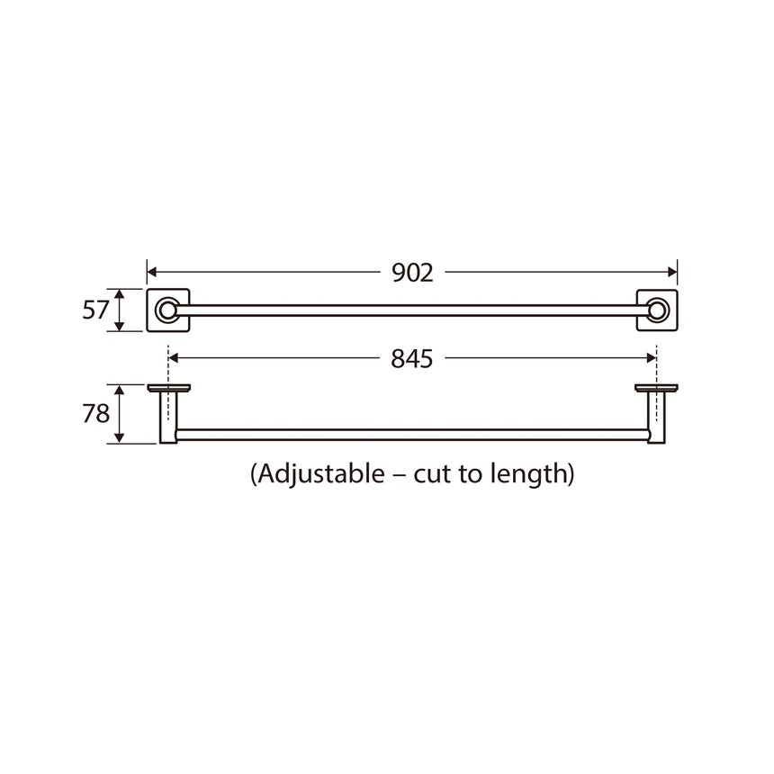 Sansa Single Towel Rail 900mm Matte White Bathroom Accessories Fienza