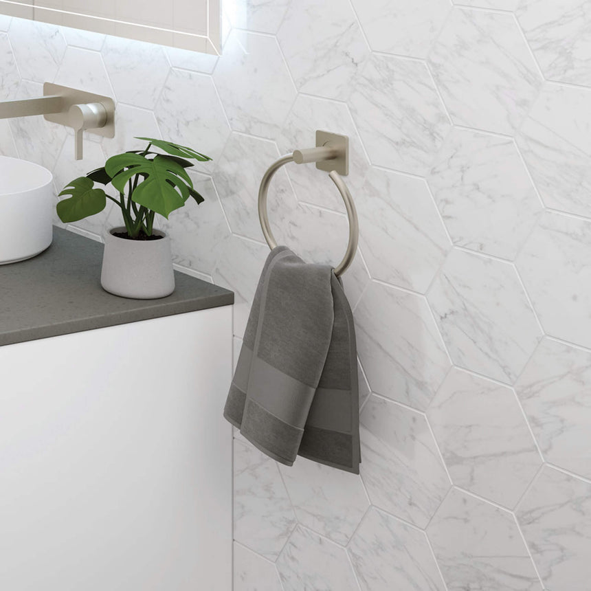 Sansa Towel Ring Brushed Nickel Bathroom Accessories Fienza