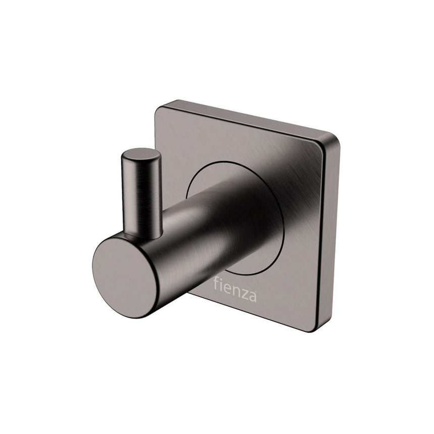 Sansa Single Robe Hook Gun Metal Bathroom Accessories Fienza Default Title