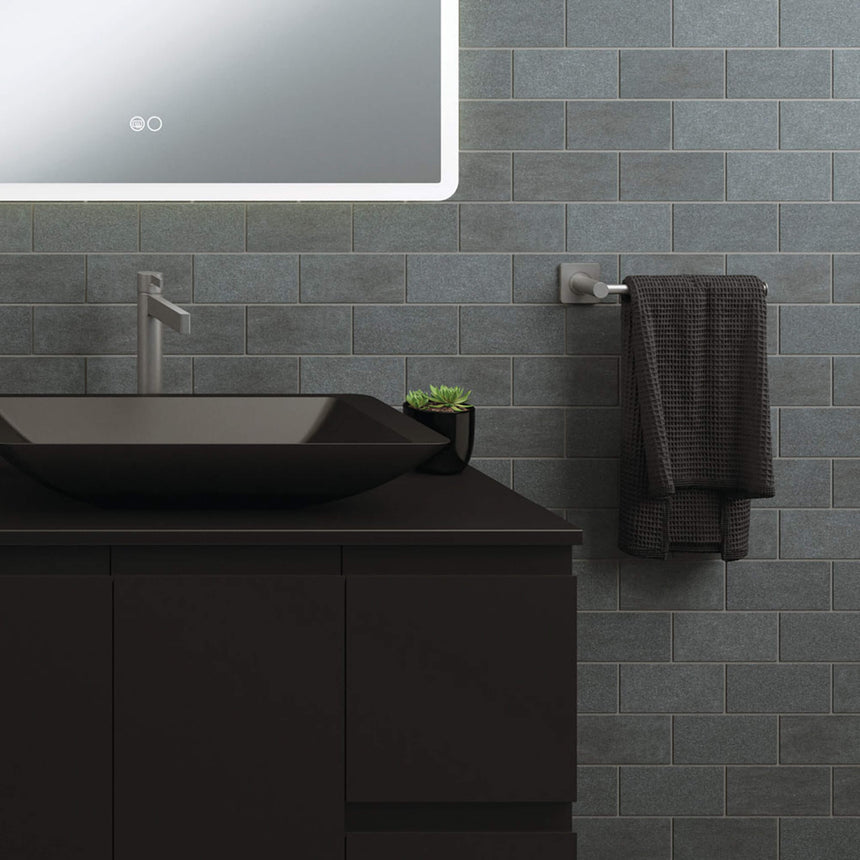 Sansa Dual Purpose Towel Rail Roll Holder Gun Metal Bathroom Accessories Fienza