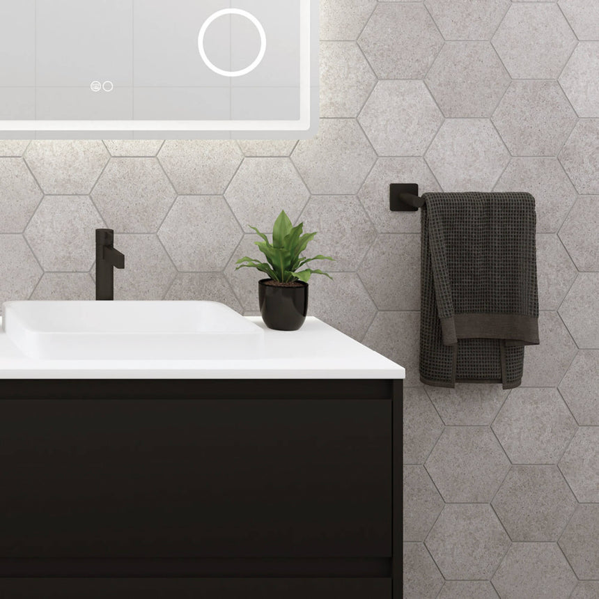 Sansa Dual Purpose Towel Rail Roll Holder Matte Black Bathroom Accessories Fienza