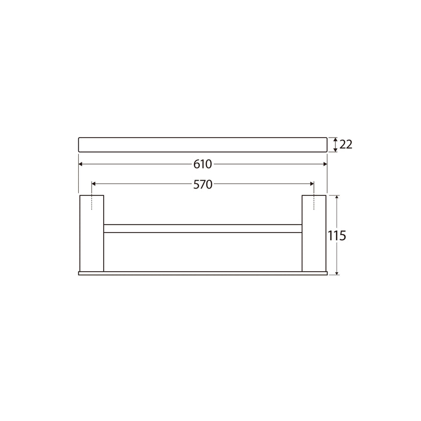 Tono 610 Double Towel Rail Gun Metal Bathroom Accessories Fienza