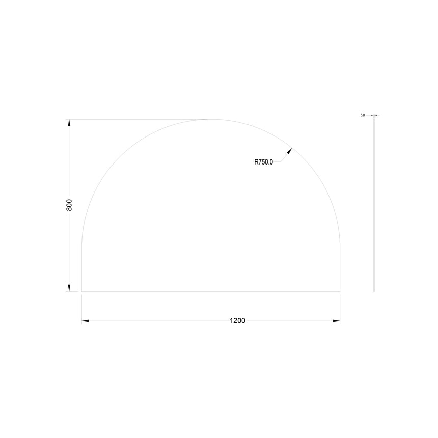 Technical dimensions diagram for Arco LK Lukka framed mirror 1200x800mm with R750 radius by Tilemall