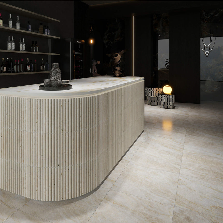 Natural Marble Mosaic 3D Fluted 23x300 Travertine Classico Honed Marble Mosaic Tilemall