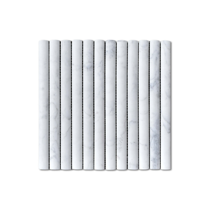 Natural Marble Mosaic 3D Fluted 23x300 Carrara Honed Marble Mosaic Tilemall Default Title