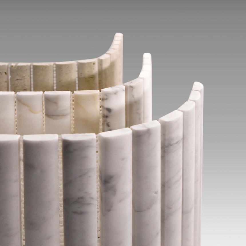 Natural Marble Mosaic 3D Fluted 23x300 Carrara Honed Marble Mosaic Tilemall