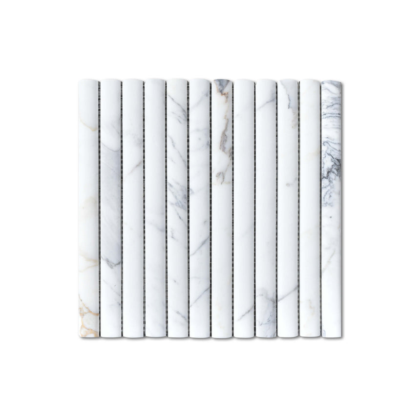 Natural Marble Mosaic 3D Fluted 23x300 Calacatta Honed Marble Mosaic Tilemall Default Title