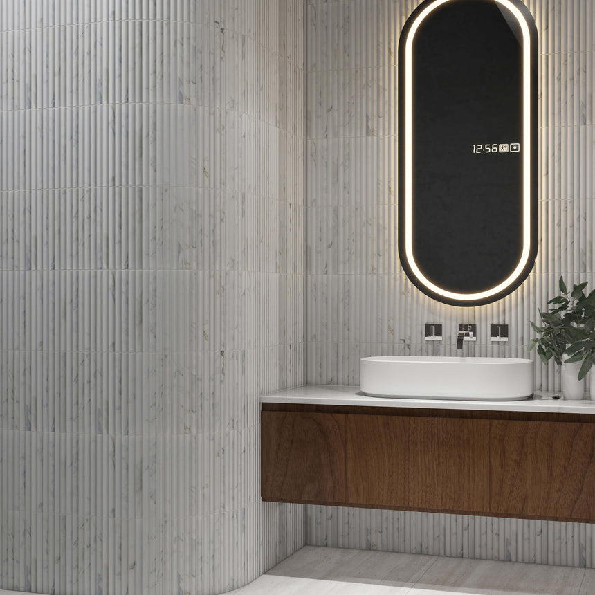 Natural Marble Mosaic 3D Fluted 23x300 Calacatta Honed Marble Mosaic Tilemall