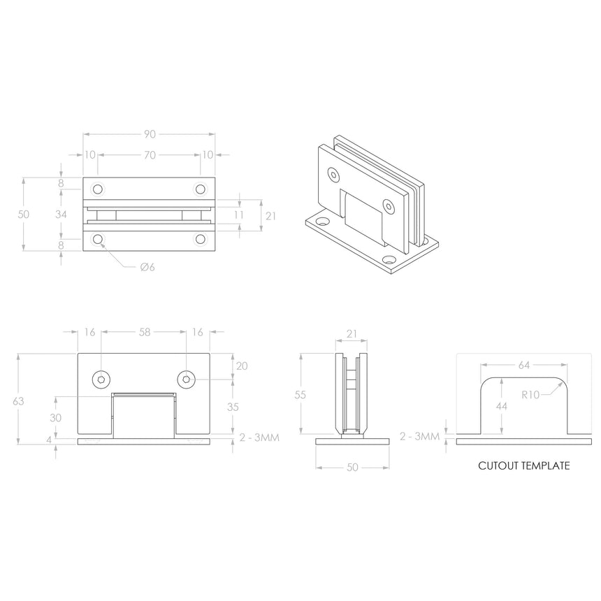 ADP Shower Screen Hinge Wall to Glass Black Bathroom Accessories ADP