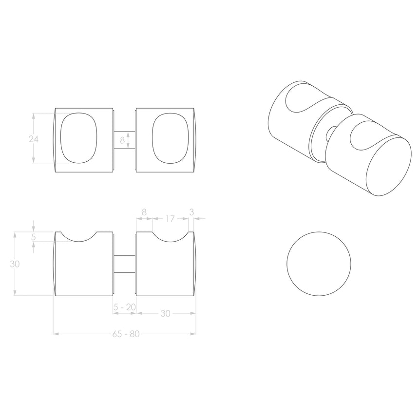 ADP Shower Screen Knob MatteWhite Bathroom Accessories ADP
