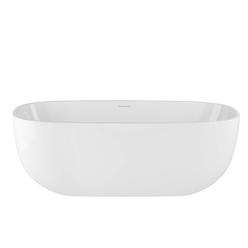 BelBagno Ally 1700mm freestanding oval acrylic bath by Tilemall, gloss white, top view