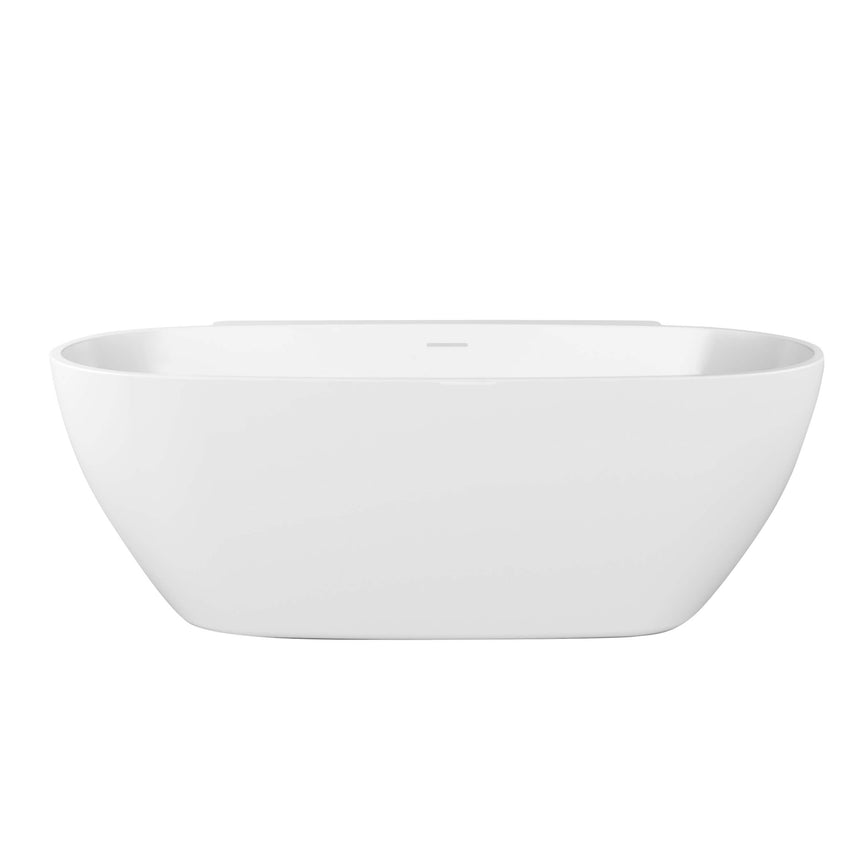 BelBagno Bath palermo oval freestanding bathtub by Tilemall, front view showing gloss white acrylic finish