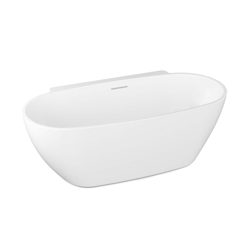 BelBagno Bath palermo oval freestanding bathtub by Tilemall, three-quarter angle showing curved sides and overflow