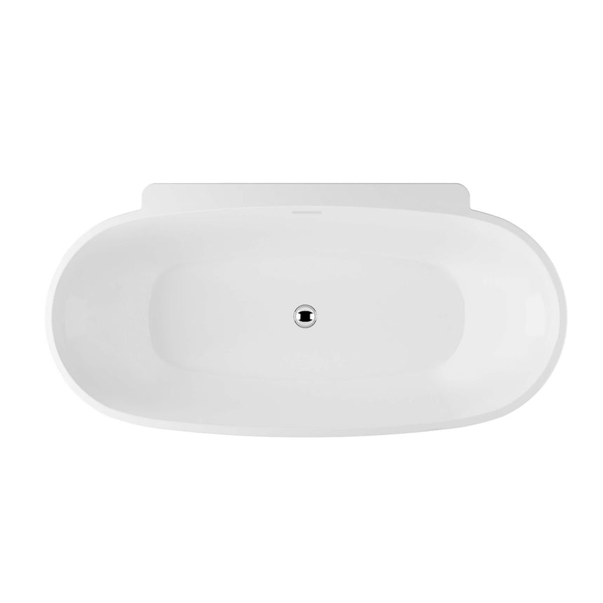 BelBagno Bath palermo freestanding oval acrylic bathtub by Tilemall, gloss white, top view with tap hole