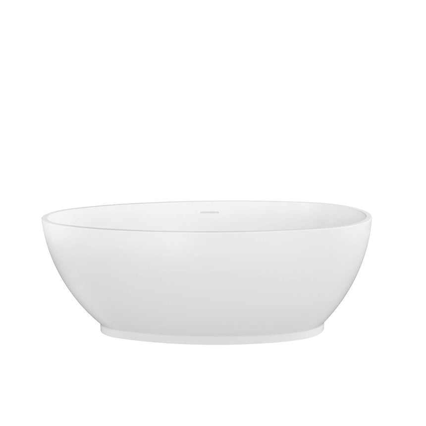 BelBagno Aveo freestanding acrylic bath, oval shape, gloss white, side view by Tilemall